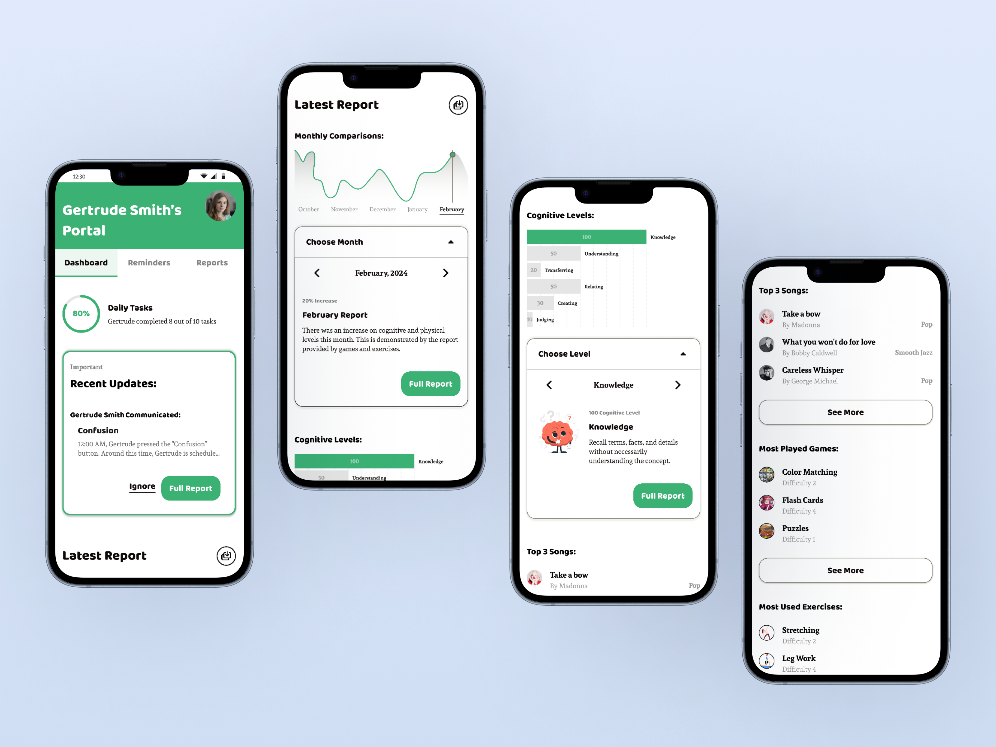 Caretaker UI Patient Portal Screen