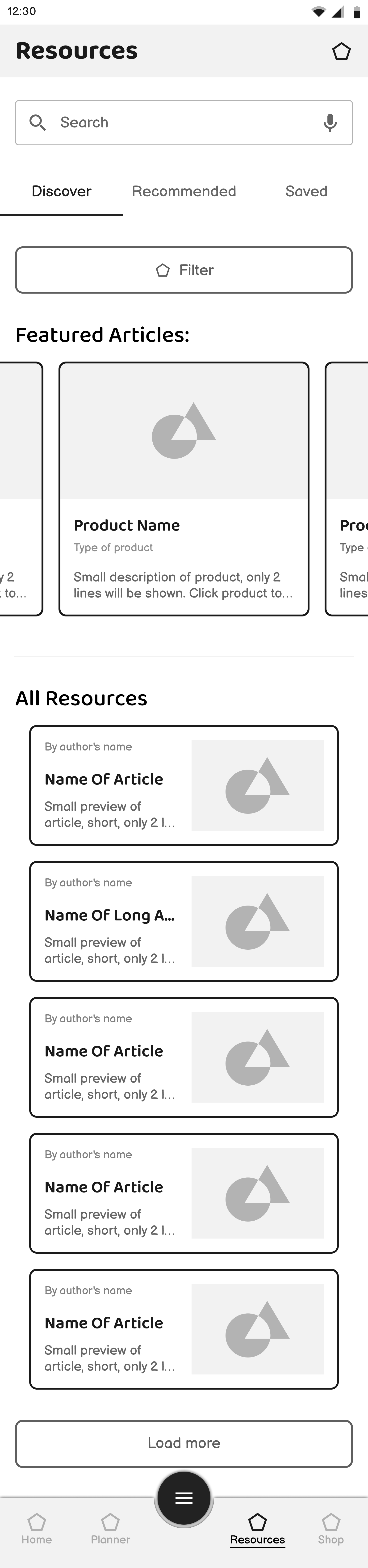 caretaker resources wireframe