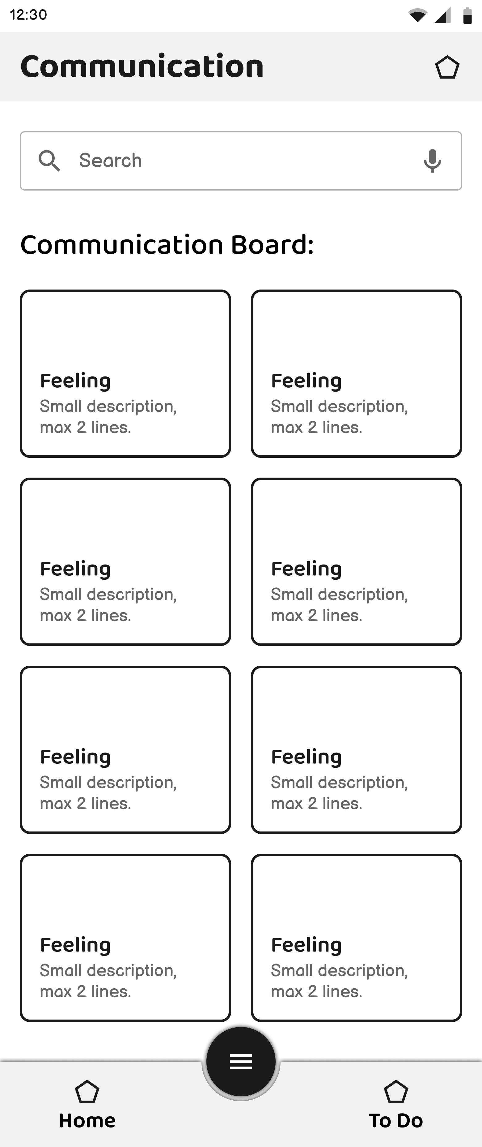 patient communication wireframe