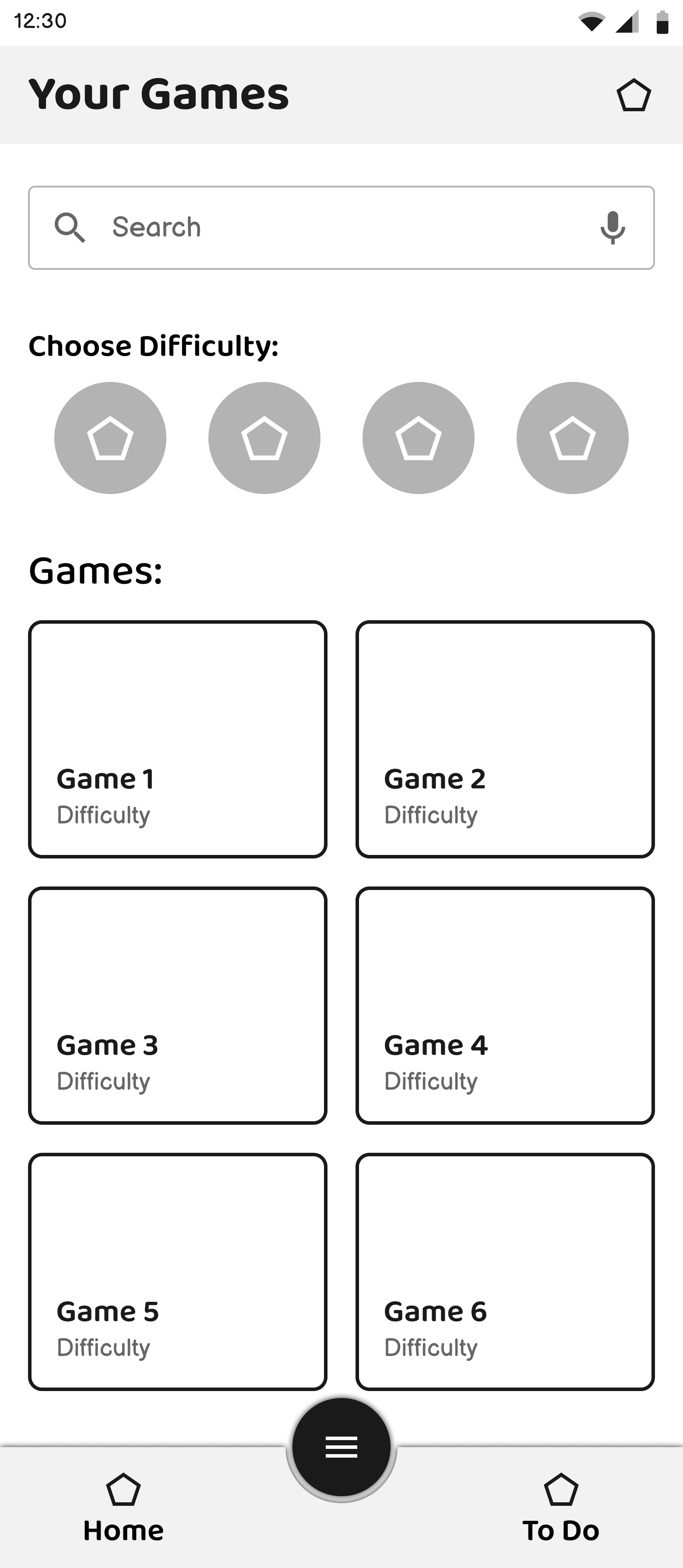 patient games wireframe