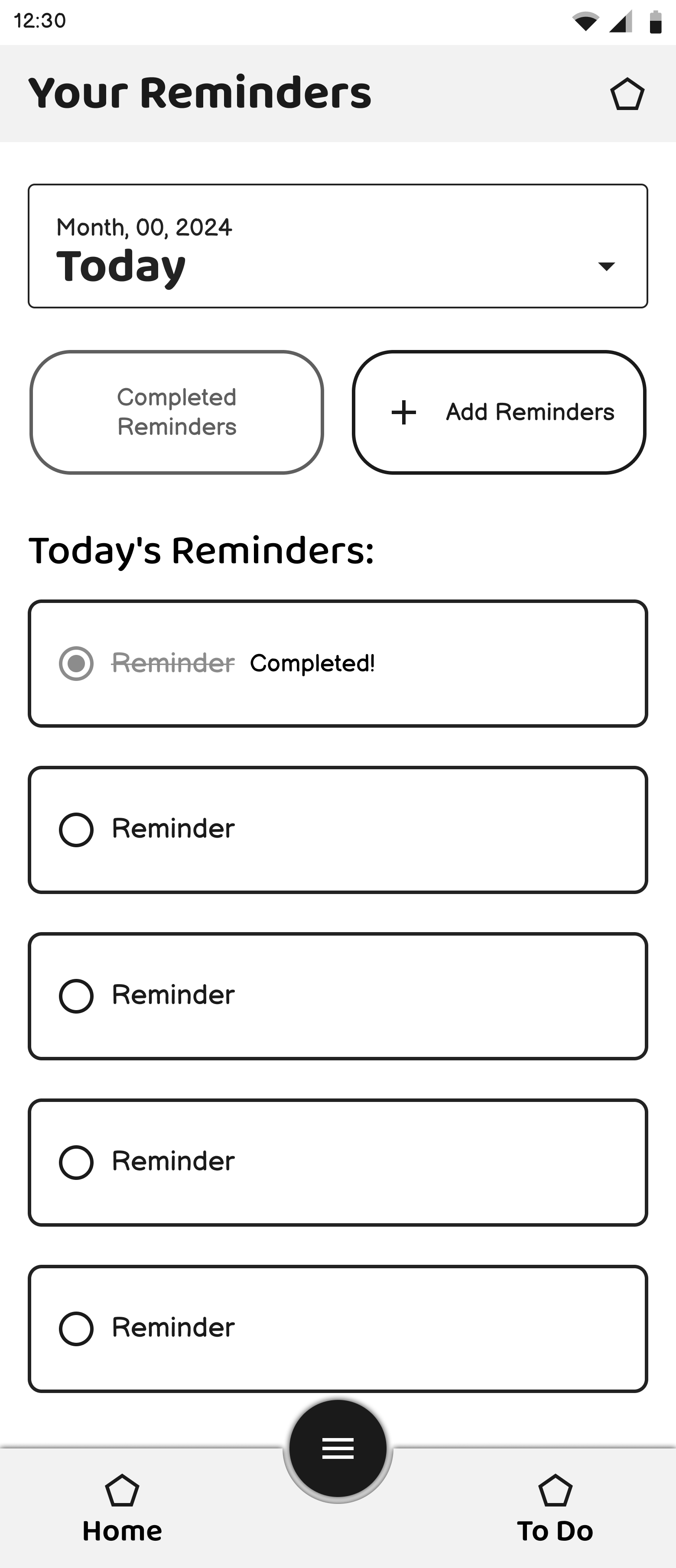 patient reminders wireframe