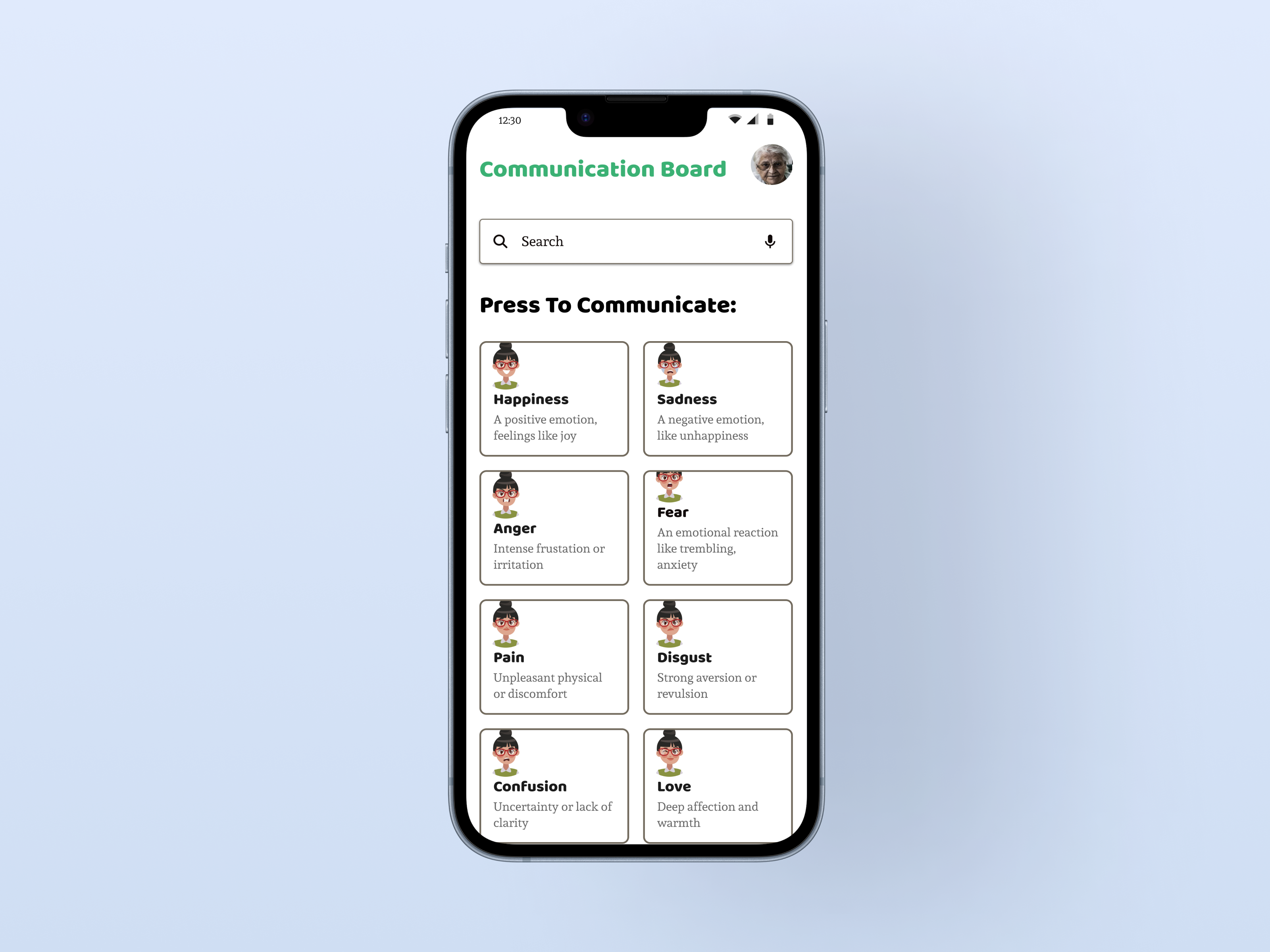 Patient UI Communication Screen