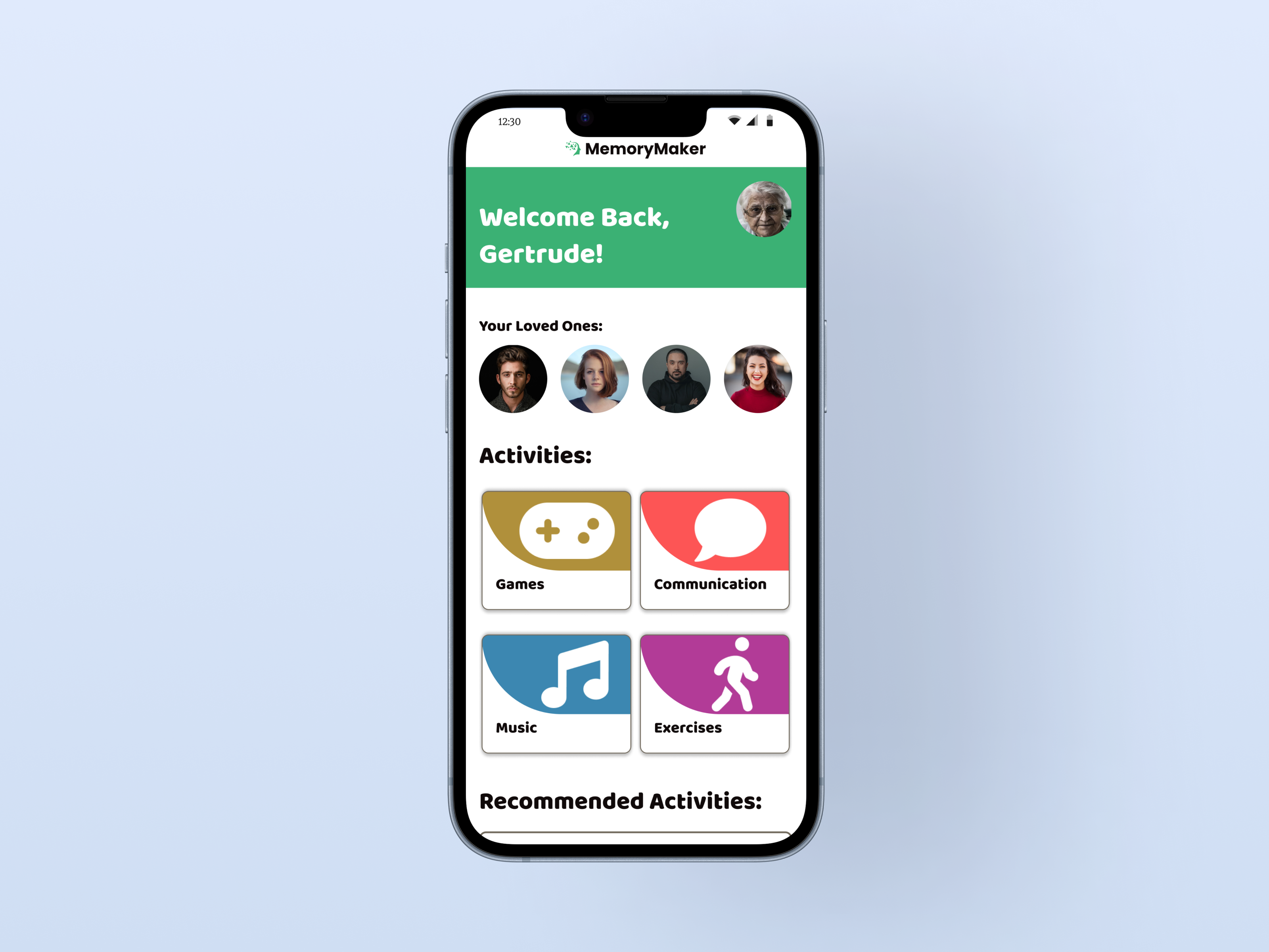 Patient UI Home Screen